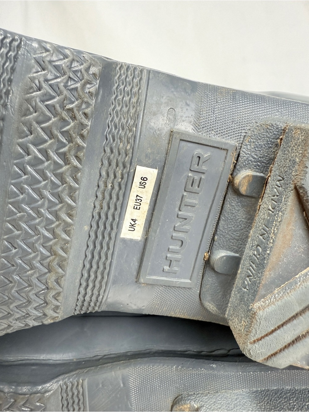 Hunter Original Short Gloss Gull Grey Slate Rain Boots Women’s US 6 UK 4 EU 37 - Picture 8 of 12